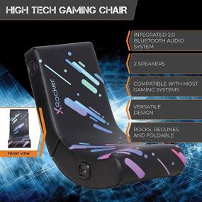 img 2 attached to 🪑 X Rocker Galaxy 2.0 Bluetooth Printed PU Floor Rocker Gaming Chair, 33.46" x 16.14" x 25.59", Black