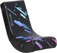 🪑 кресло для игр x rocker galaxy 2.0 bluetooth с печатной поверхностью из искусственной кожи, 33,46" x 16,14" x 25,59", черного цвета. логотип