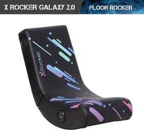 img 3 attached to 🪑 Кресло для игр X Rocker Galaxy 2.0 Bluetooth с печатной поверхностью из искусственной кожи, 33,46" x 16,14" x 25,59", черного цвета.