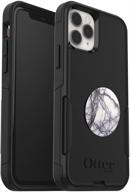 bundle: otterbox commuter series case for iphone 11 pro - (black) popsockets popgrip - (white marble) logo