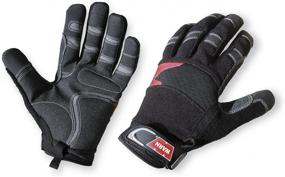 img 1 attached to Premium Hand Protection: Synthetic Leather Winch Gloves with Extra Reinforcement in Large Size - Black, 1 Pair