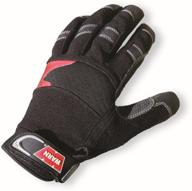 premium hand protection: synthetic leather winch gloves with extra reinforcement in large size - black, 1 pair logo