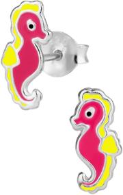 img 4 attached to 🐠 Hypoallergenic Nickel-Free Sterling Silver Seahorse Stud Earrings for Children