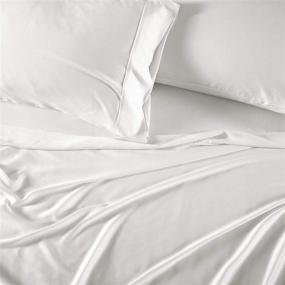 img 2 attached to 🛏️ Brielle Home King Size White Tencel Lyocell Sateen Sheet Set