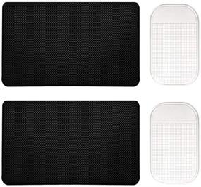 img 4 attached to 🚗 TuNan Non-Slip Car Dashboard Pads - Anti-Slip Mat for Cell Phone, Coins, Keys, Sunglasses and GPS - Large/Black 10.6" x 5.9" & Small/Clear 5.6" x 3.3