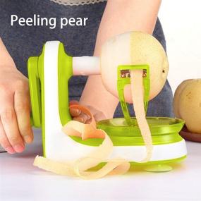 img 3 attached to 🍏 Cambom Manual Apple Peeler Slicer with Non-Slip Counter Grips and Automatic Hand Crank - 2 Replaceable Stainless Steel Blades and Protective Cover