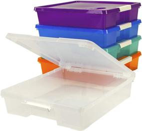 img 2 attached to 🗂️ Stackable Plastic Organizer for Classroom Projects – Storex, Assorted STEAM Colors, 5-Pack, Fits 12x12 Scrapbooking Paper (63202C05C)