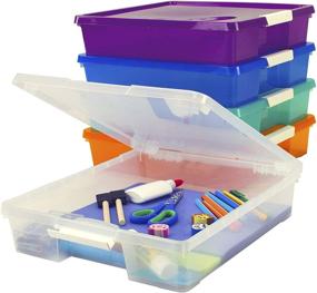 img 1 attached to 🗂️ Stackable Plastic Organizer for Classroom Projects – Storex, Assorted STEAM Colors, 5-Pack, Fits 12x12 Scrapbooking Paper (63202C05C)