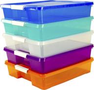 🗂️ stackable plastic organizer for classroom projects – storex, assorted steam colors, 5-pack, fits 12x12 scrapbooking paper (63202c05c) логотип