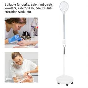 img 2 attached to 💡 Height Adjustable Floor Stand Magnifying Glass with Light for Beauty Salons, Manicure, Tattoo - 3X Magnifier with Rolling Base, Gooseneck Lighting, and Skin Care