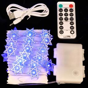 img 3 attached to 🕎 Stunning 10 ft Star of David Fairy String Lights: Battery USB Powered with Remote Control - Perfect for Jewish Holidays, Hanukkah, Passover, Shabbat Ornament Decor