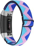 👗 регулируемые эластичные ремешки joyozy - совместимы с fitbit charge 3/4/3 se, эластичные мягкие нейлоновые запасные петли для запястья - нарядный аксессуар на ремешке - для женщин и девочек. логотип