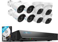 🎥 система видеонаблюдения для дома reolink 5mp 16-канальная, 8 проводных 5mp наружных poe ip-камер, 16-канальный nvr 4к с 3тб hdd для непрерывной записи 24/7, rlk16-520b4d4-5mp. логотип