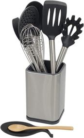 img 3 attached to 🍴 4.3L X 4.3W X 6.7H Stainless Steel Kitchen Utensil Holder Caddy