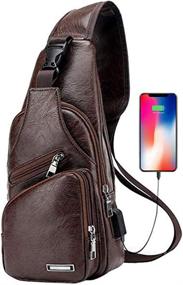 img 4 attached to 🎒 Sleek Leather Sling Crossbody Shoulder Charging Backpacks: The Ultimate Casual Daypacks