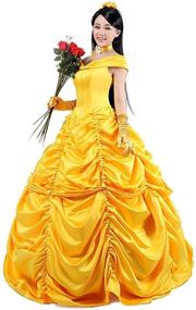 img 3 attached to 👸 Belle Princess Dress Palace Prom Dress Yellow Cloak Adult: Royalty-Inspired Elegance for Sophisticated Ladies