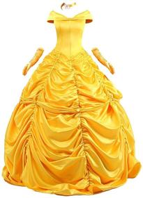 img 4 attached to 👸 Belle Princess Dress Palace Prom Dress Yellow Cloak Adult: Royalty-Inspired Elegance for Sophisticated Ladies