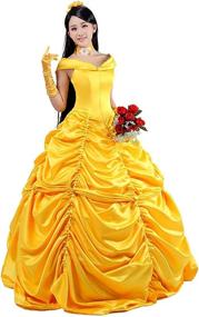 img 2 attached to 👸 Belle Princess Dress Palace Prom Dress Yellow Cloak Adult: Royalty-Inspired Elegance for Sophisticated Ladies
