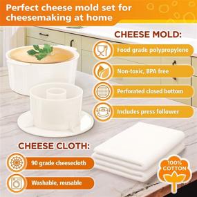 img 3 attached to 🧀 Cheese Making Kit with Follower, Cheesecloth, and Cheese Mold - Cheesemaking Supplies Set - Pressing the Perfect Cheese - Reusable 100% Cotton Cheesecloth for Straining - Paneer Maker - Ideal Gift