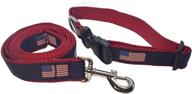 🐕 preston american flag dog collar and leash set: patriotic design with navy blue ribbon and red nylon webbing logo