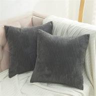 🔥 volcanics dark grey corduroy velvet decorative throw pillow covers - set of 2, soft solid square cushion pillowcases for home decor, sofa, bedroom, car - 18x18 inches logo