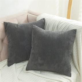 img 4 attached to 🔥 Volcanics Dark Grey Corduroy Velvet Decorative Throw Pillow Covers - Set of 2, Soft Solid Square Cushion Pillowcases for Home Decor, Sofa, Bedroom, Car - 18x18 Inches