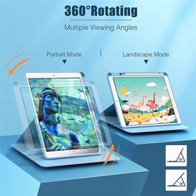 img 3 attached to 🔵 IVSOTEK Rotating Case for iPad 9th/8th/7th Generation - 10.2 inch (2021/2020/2019 Model) | 360° Rotation, Smart Stand Cover, Pencil Holder - Blue