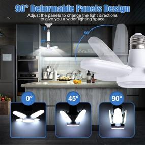 img 2 attached to 💡 2 Pack LED Garage Lights 6000K, Mini Deformable Illuminator for Basement, Small LED Shop Light, 360° Screw-in Lighting Fixture for Ceiling, Barn, Attic, Workshop - E26/E27