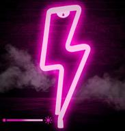 🌟 pink lightning neon wall signs: led with dimmer and usb charger - perfect decor for bedroom, living room, party & kids room логотип