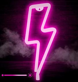 img 4 attached to 🌟 Pink Lightning Neon Wall Signs: LED with Dimmer and USB Charger - Perfect Decor for Bedroom, Living Room, Party & Kids Room