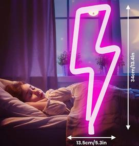 img 3 attached to 🌟 Pink Lightning Neon Wall Signs: LED with Dimmer and USB Charger - Perfect Decor for Bedroom, Living Room, Party & Kids Room