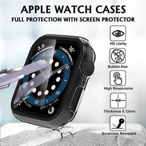 img 3 attached to Чехол Arae для часов, совместимый с Apple Watch Series 6 5 4 SE 40 мм с защитным закаленным стеклом для экрана для мужчин и женщин - 2 пакета (черный + прозрачный)