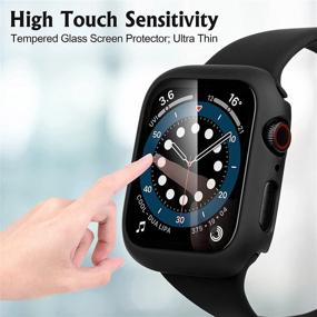 img 2 attached to Чехол Arae для часов, совместимый с Apple Watch Series 6 5 4 SE 40 мм с защитным закаленным стеклом для экрана для мужчин и женщин - 2 пакета (черный + прозрачный)