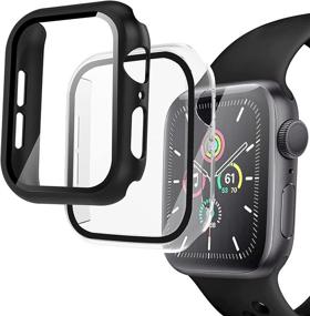 img 4 attached to Чехол Arae для часов, совместимый с Apple Watch Series 6 5 4 SE 40 мм с защитным закаленным стеклом для экрана для мужчин и женщин - 2 пакета (черный + прозрачный)