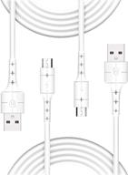 ⚡️ 10ft micro usb cable for android devices (2-pack) high-speed android charger cord - soft tpe material for wall, car, and tablet connection - white logo