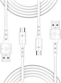img 4 attached to ⚡️ 10FT Micro USB Cable for Android Devices (2-Pack) High-Speed Android Charger Cord - Soft TPE Material for Wall, Car, and Tablet Connection - White