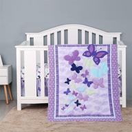 purple butterfly 3piece bedding nursery logo