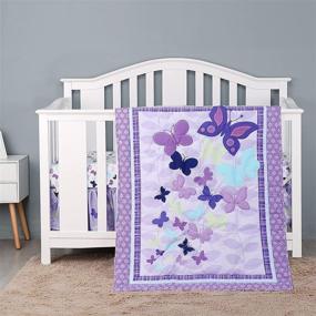 img 4 attached to Purple Butterfly 3Piece Bedding Nursery