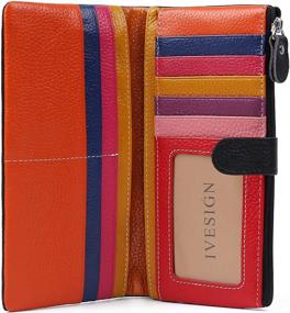 img 4 attached to Ivesign Women's Large Capacity Genuine Leather Wristlet Clutch Wallet with RFID Blocking Technology, Zipper and Phone Holder- Credit Card Hand Purse