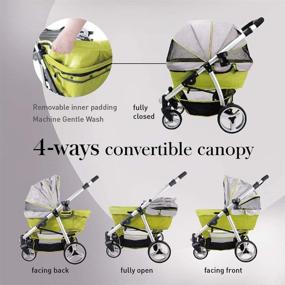 img 1 attached to 🐾 Premium Double Pet Stroller - Medium Dogs, Small Dogs, Cats - Apple Green, Heavy-Duty, Adjustable Handle, 4-Way Foldable Canopy - Ideal for Multiple Pets - Enhance your Pet Travel Experience