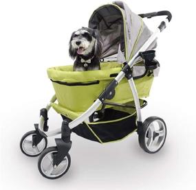 img 4 attached to 🐾 Premium Double Pet Stroller - Medium Dogs, Small Dogs, Cats - Apple Green, Heavy-Duty, Adjustable Handle, 4-Way Foldable Canopy - Ideal for Multiple Pets - Enhance your Pet Travel Experience