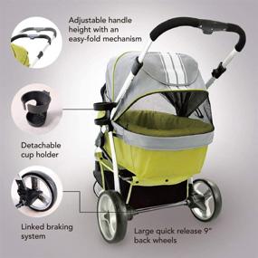 img 2 attached to 🐾 Premium Double Pet Stroller - Medium Dogs, Small Dogs, Cats - Apple Green, Heavy-Duty, Adjustable Handle, 4-Way Foldable Canopy - Ideal for Multiple Pets - Enhance your Pet Travel Experience