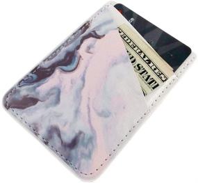 img 1 attached to 📱 Pink Gray Marble Cell Phone Stick On Wallet Holder for iPhone, Samsung Android, and All Smartphones - Adhesive Credit Card Pocket Pouch Sleeve