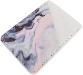 img 2 attached to 📱 Pink Gray Marble Cell Phone Stick On Wallet Holder for iPhone, Samsung Android, and All Smartphones - Adhesive Credit Card Pocket Pouch Sleeve