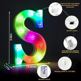 img 2 attached to 💎 Colorful Diamond Design LED Marquee Letter Lights - Perfect for Wedding, Birthday, Party, and Christmas Home Bar Decoration - Remote Controlled, 18 Vibrant Colors, Battery Powered