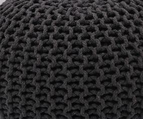 img 3 attached to 🛋️ Organic Hand-Knit Cotton Pouf Ottoman Footrest - Multi-functional Bean Bag Floor Chair - Ideal for Living Room, Bedroom, and Kids Room - Compact 18"x18"x14" Size - Dark Grey