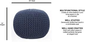 img 2 attached to 🛋️ Organic Hand-Knit Cotton Pouf Ottoman Footrest - Multi-functional Bean Bag Floor Chair - Ideal for Living Room, Bedroom, and Kids Room - Compact 18"x18"x14" Size - Dark Grey