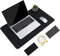 🖥️ non-slip desk pad: waterproof pvc leather table protector for home or office work - large blotter with easy clean surface (black, 23.6" x 13.7") logo