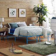 🛏️ modway horizon full size light blue metal bed frame with replaced box spring platform логотип