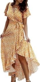 img 1 attached to 🌸 BerryGo Women's Boho V Neck Ruffle Floral Wrap Maxi Dress: Effortless Style with a Touch of Romance